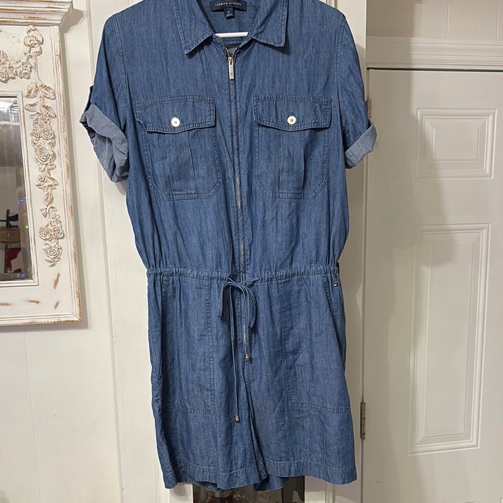 Denim Blue Zip-Up Romper Size S
